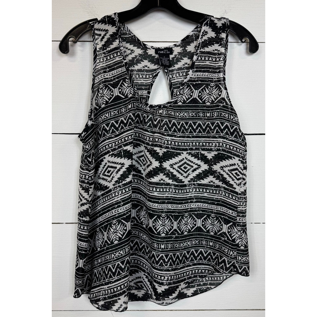 Rue21 Black and White Sleeveless Blouse Women's Size Medium