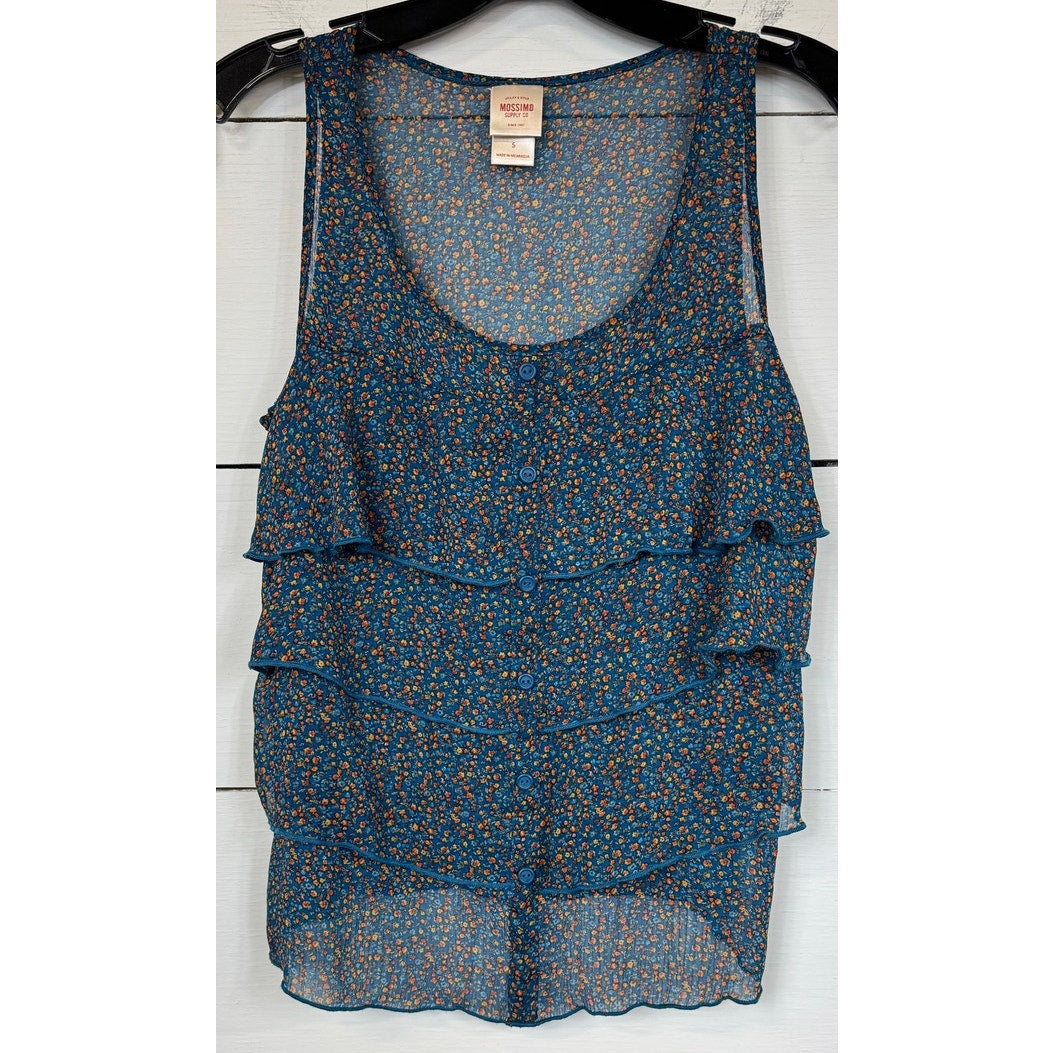 Mossimo Blue Floral Blouse Women's Size Small