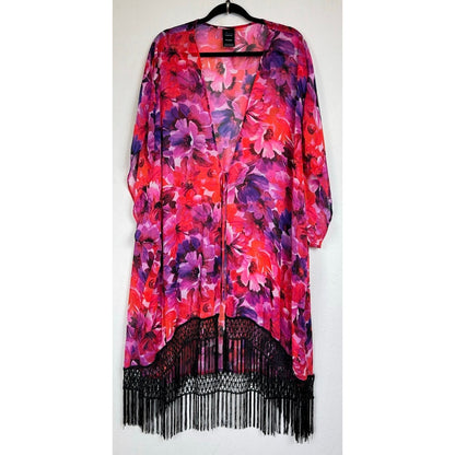 Catalina Pink & Red 3/4 Sleeve Kimono Women's 3X