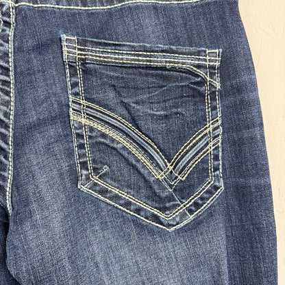 Buckle Black Blue Straight Leg Jeans Men's 34R