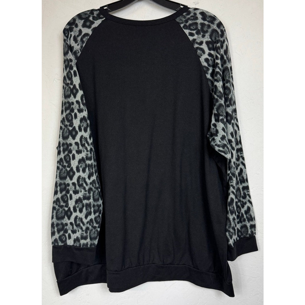 Alle Grace Black & Gray Long Sleeve Sweater Blouse Women's 22W