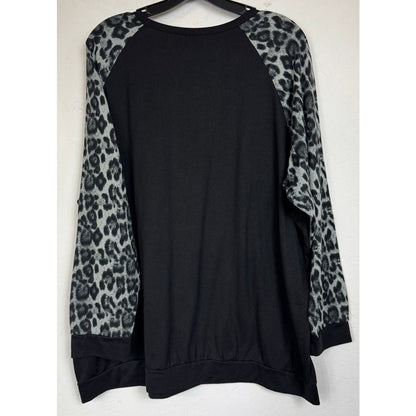 Alle Grace Black & Gray Long Sleeve Sweater Blouse Women's 22W