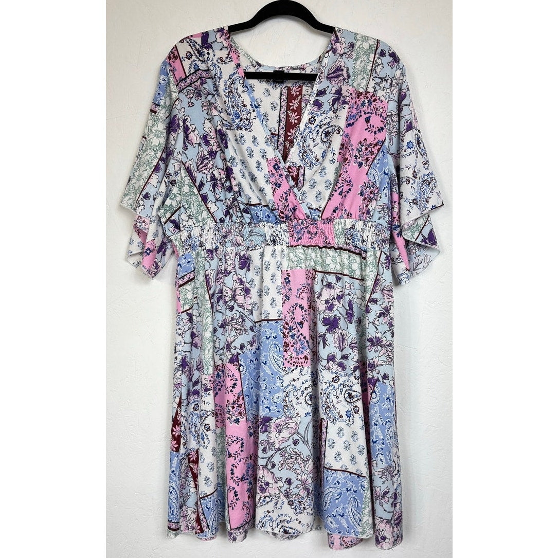 Shein Curve Multicolor Short Sleeve Knee Length Dress Women's 3XL