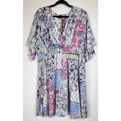 Shein Curve Multicolor Short Sleeve Knee Length Dress Women's 3XL