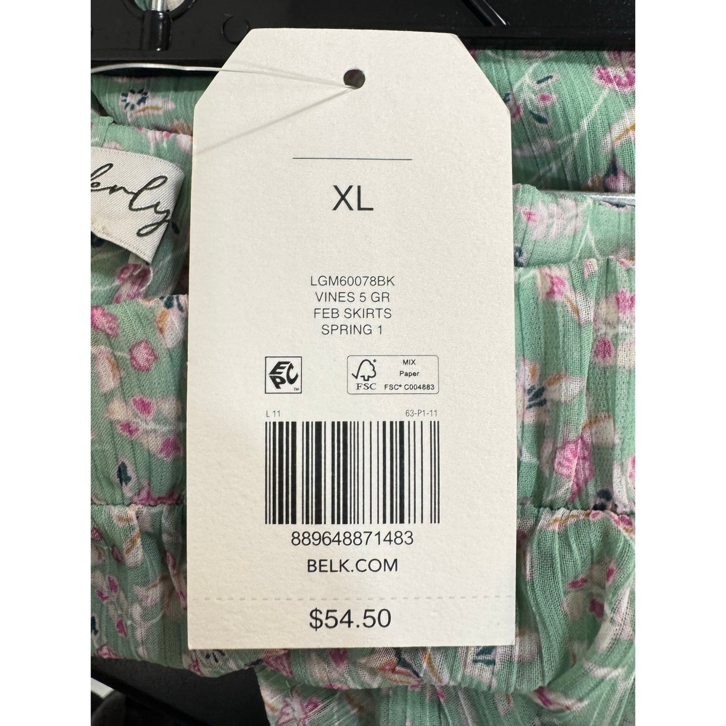Wonderly Green Maxi Skirt Women's XL