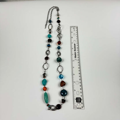 Fashion Jewelry Copper Turquoise Beaded Silver Women's Necklace
