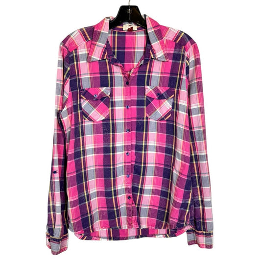 Lei Long Sleeve Button Up Shirt Women's Size Large