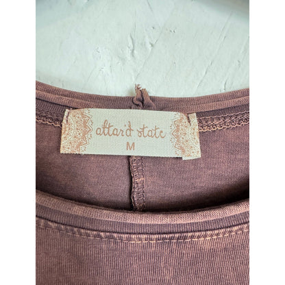 Altar'd State Brown Short Sleeve Blouse Women's Medium