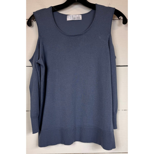 Time and Tru Blue Cold Shoulder Sweater Women's Size Medium