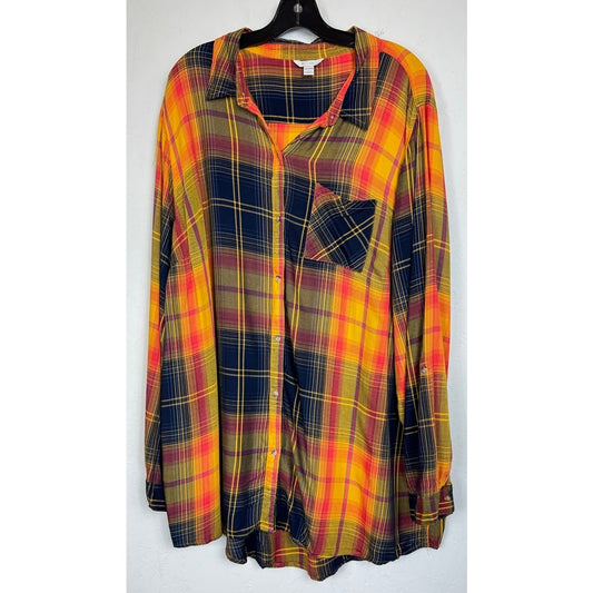 Cato Orange Long Sleeve Button Up Shirt Women's 22/24W