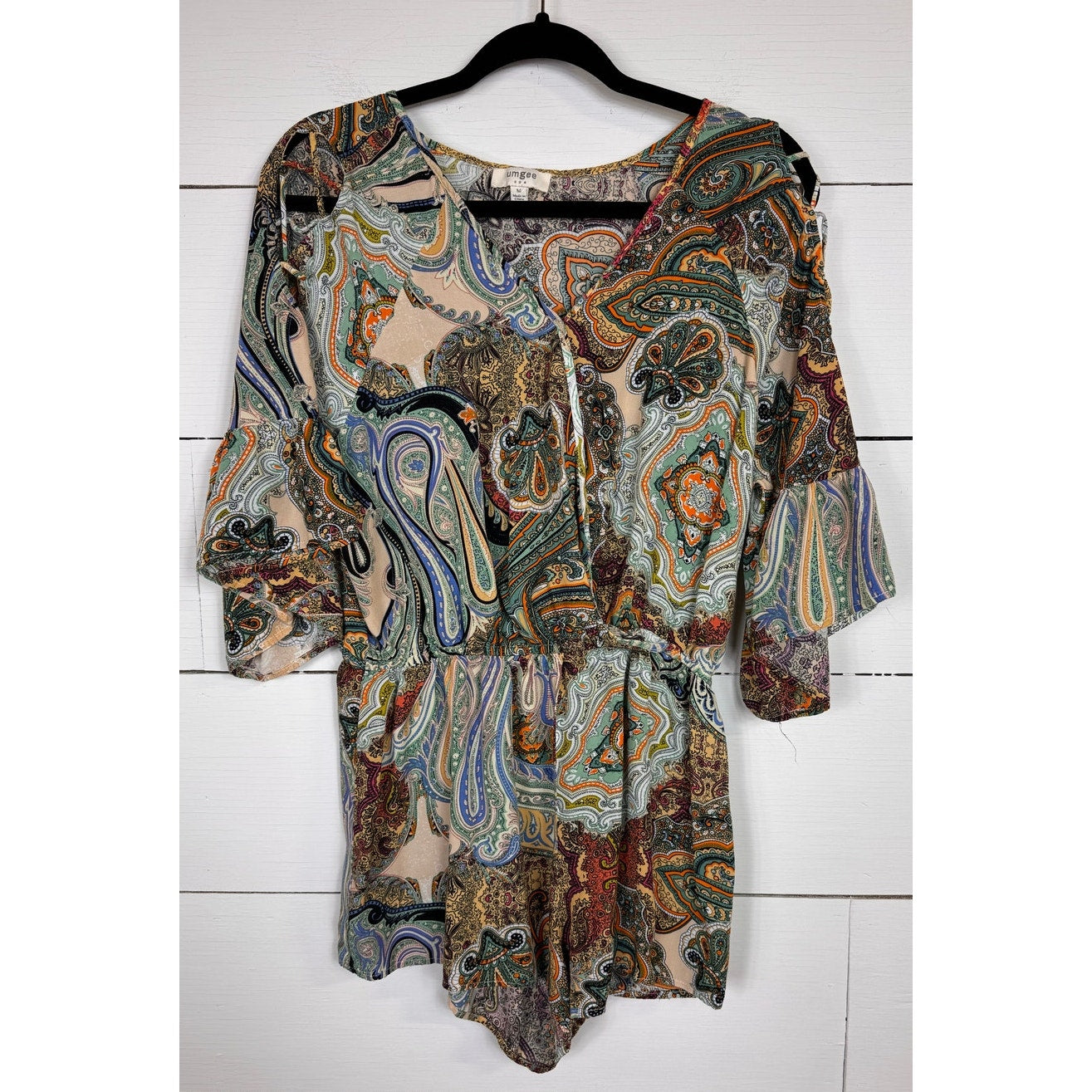 Umgee 3/4 Sleeve Romper Women's Size Medium