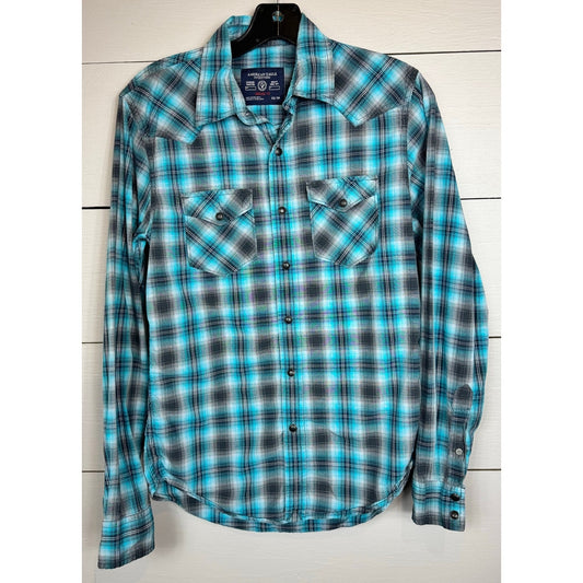American Eagle Long Sleeve Snap Up Shirt Men's Size XS