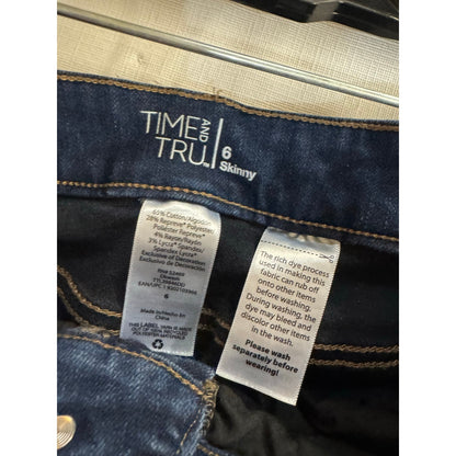 Time And Tru Blue Skinny Straight Cut Jeans Women's Size 6