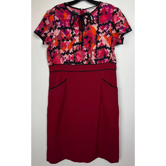 Danny & Nicole Red Short Sleeve Knee Length Dress Women's 14