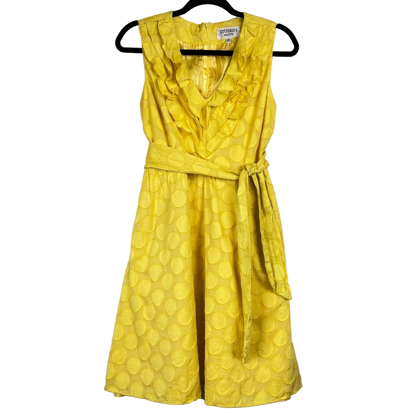 Studio I Yellow Sleeveless Knee-Length Dress Women's Size 8P