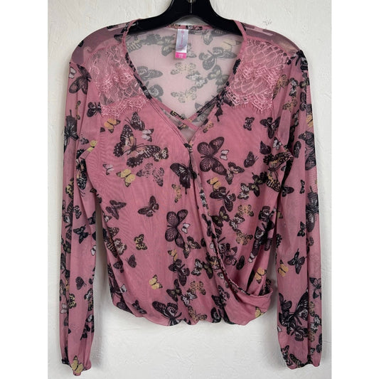 No Boundaries Pink Long Sleeve Blouse Women's Small
