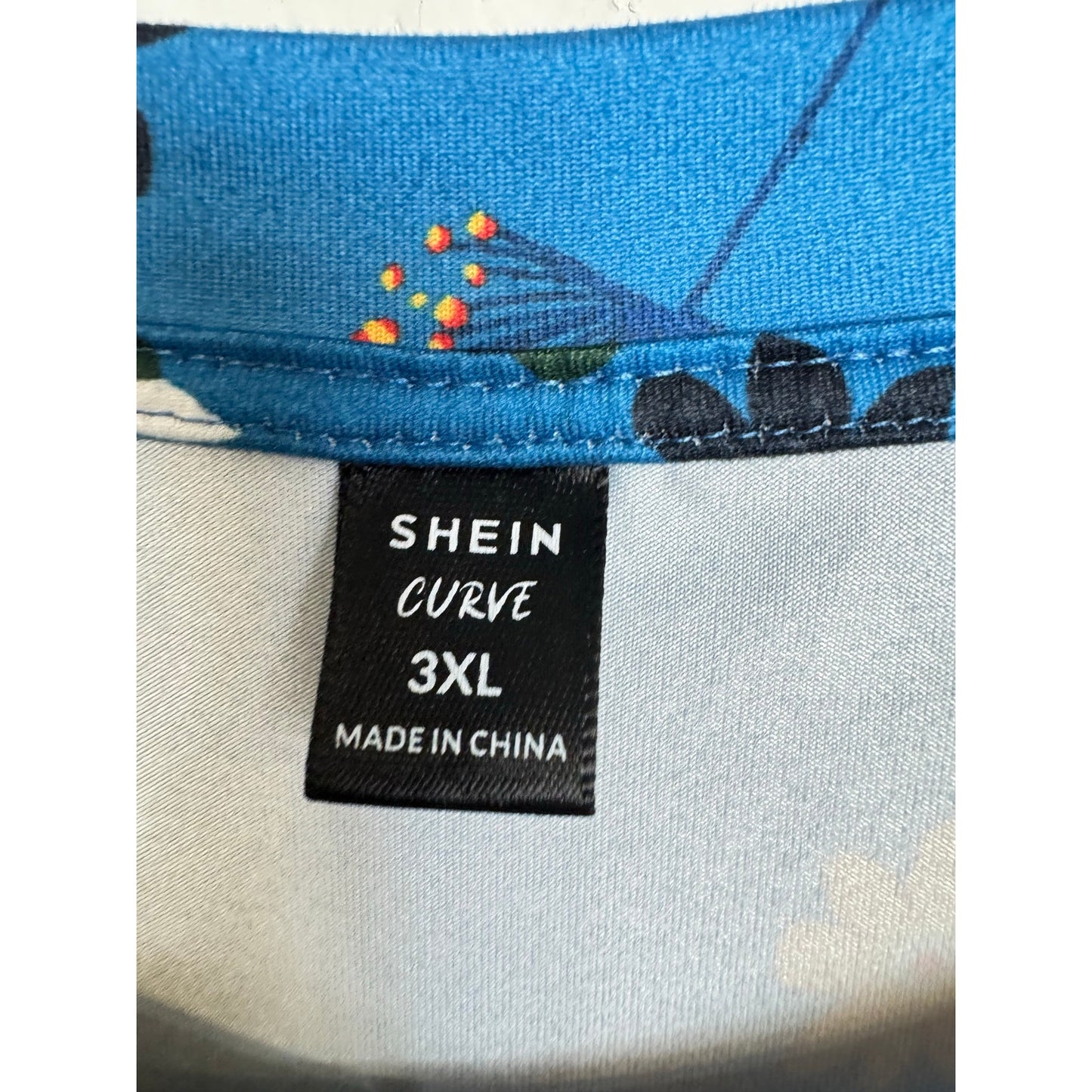Shein Curve Blue Long Sleeve Blouse Women's 3XL