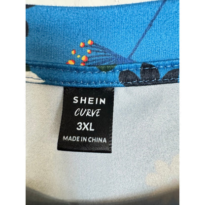 Shein Curve Blue Long Sleeve Blouse Women's 3XL