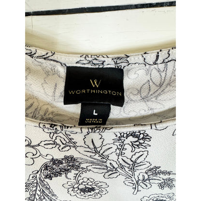 Worthington Short Sleeve Blouse Women's Size Large