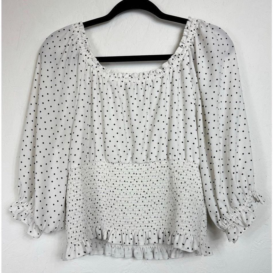 1. State White & Black 3/4 Sleeve Blouse Women's Size XL