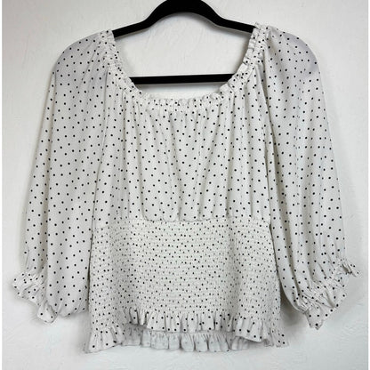1. State White & Black 3/4 Sleeve Blouse Women's Size XL