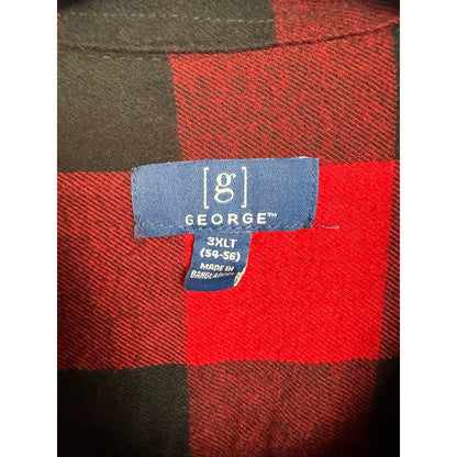 George Red Long Sleeve Flannel Shirt Men's 3XL