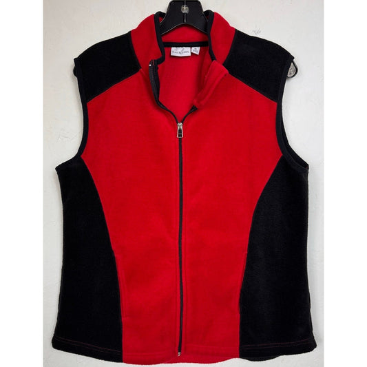 Kim Rogers Red & Black Fleece Vest Women's XL