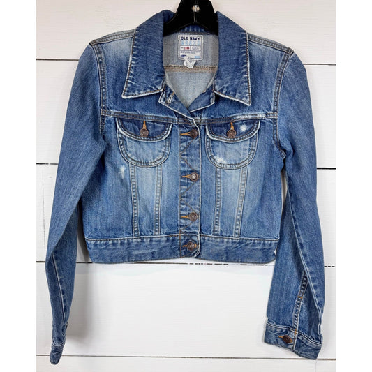 Old Navy Cropped Denim Jacket Women's Size Medium