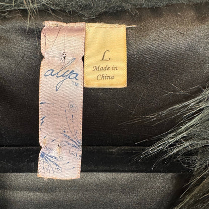 Alya Black Faux Fur Vest Women's Size Large