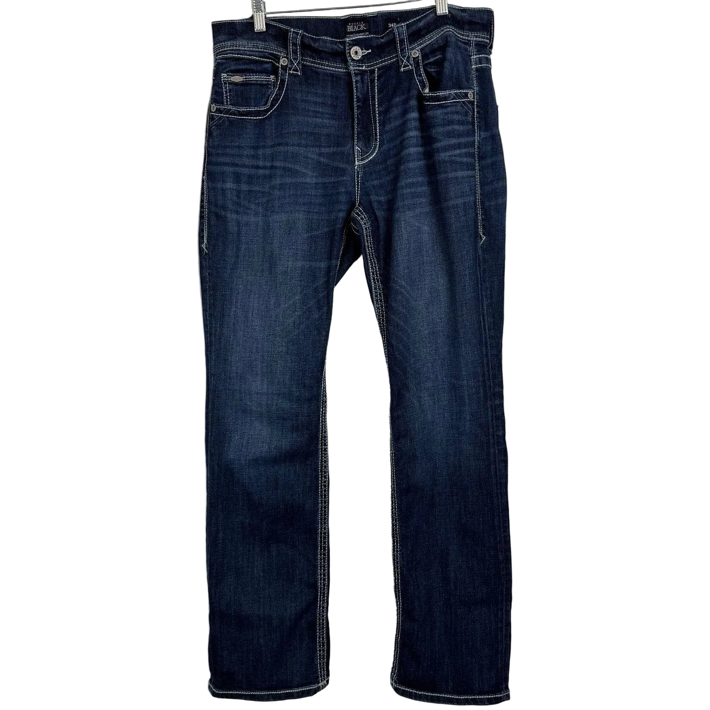 Buckle Black Blue Straight Leg Jeans Men's 34R