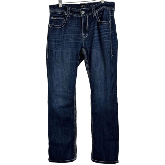 Buckle Black Blue Straight Leg Jeans Men's 34R