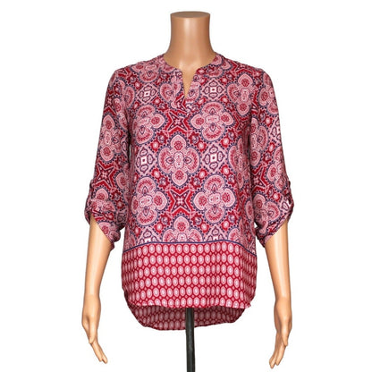 Pink Rose 3/4 Sleeve Sheer Top Women's Size XS