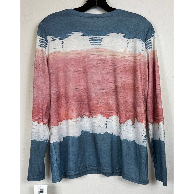 N/A Blue & Red Long Sleeve T-Shirt Women's Medium