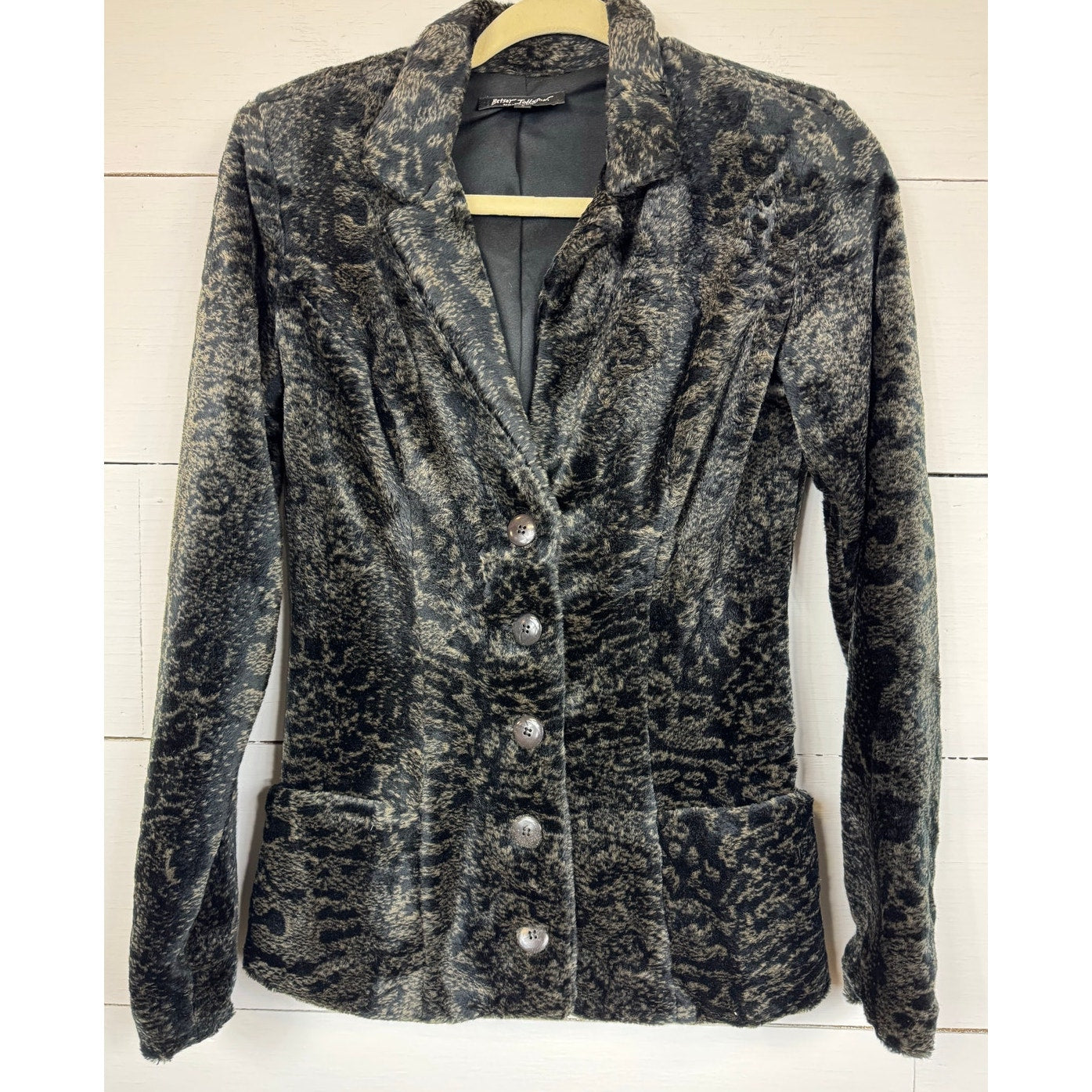 Betsey Johnson Faux Fur Black And Green Coat Women's Size Small