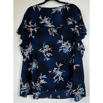 Lane Bryant Blue Short Sleeve Blouse Women's 28