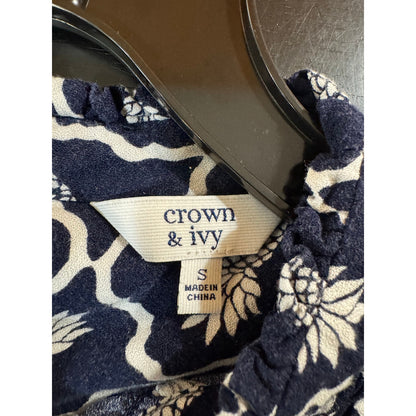 Crown & Ivy Blue Sleeveless Blouse Women's Size Small