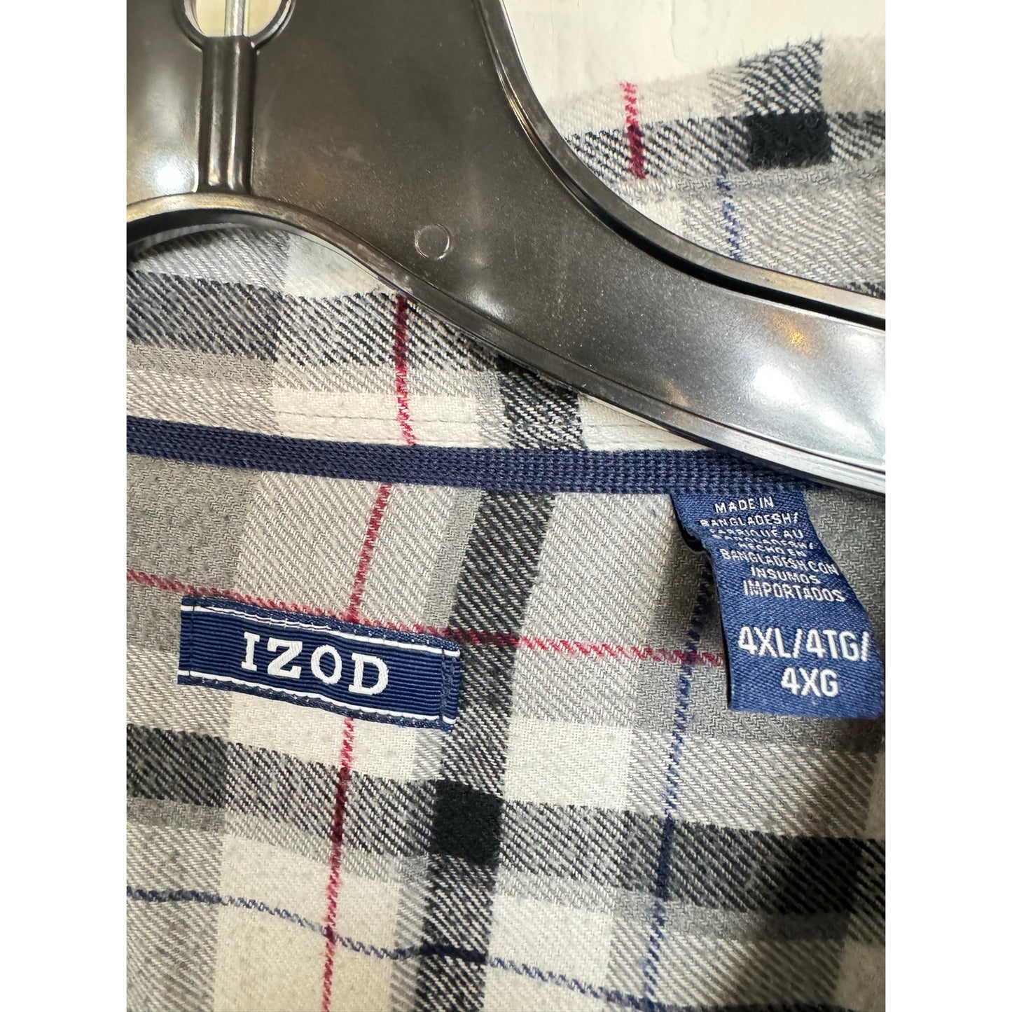 Izod Gray & Black Plaid Long Sleeve Button Up Shirt Men's 4X