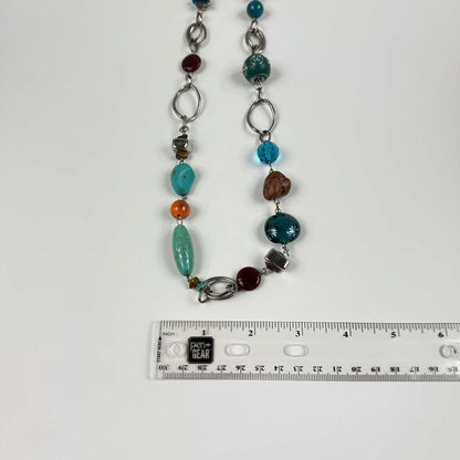 Fashion Jewelry Copper Turquoise Beaded Silver Women's Necklace