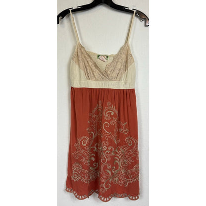 Flying Tomato Orange & Beige Sleeveless Mini Dress Women's Medium