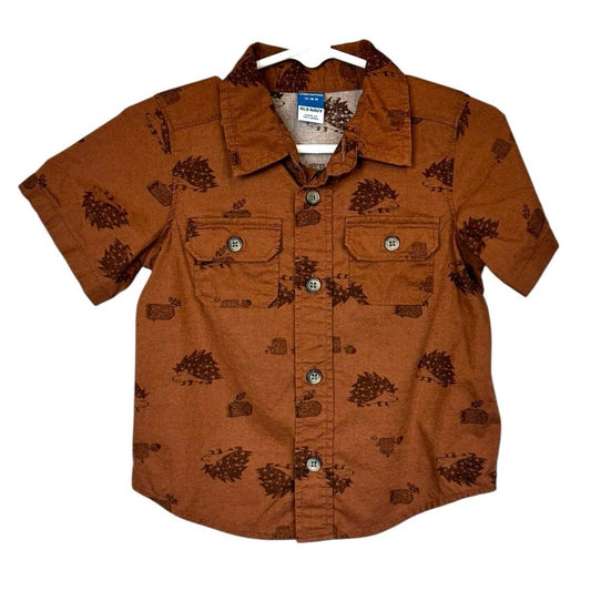 Old Navy Short Sleeve Button Up Shirt Boy's Size 12-18 Months
