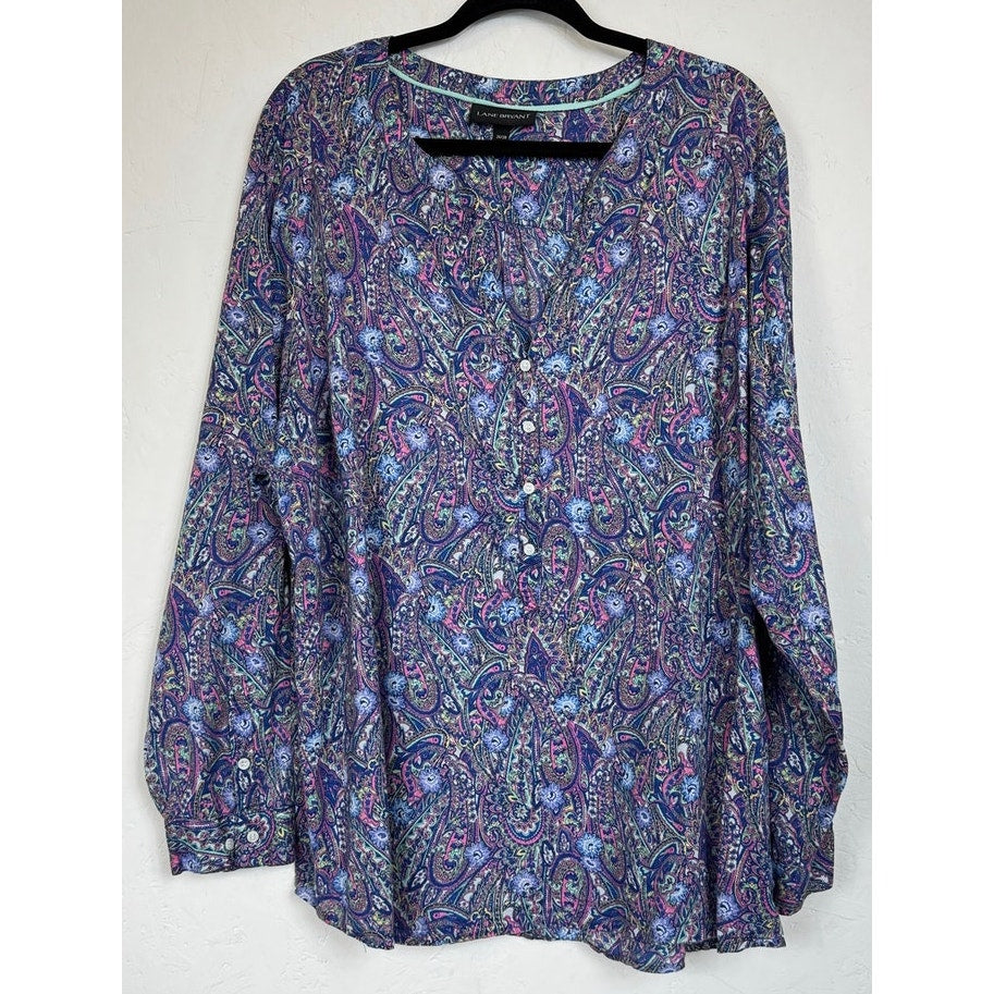 Lane Bryant Blue Long Sleeve Blouse Women's 26/28