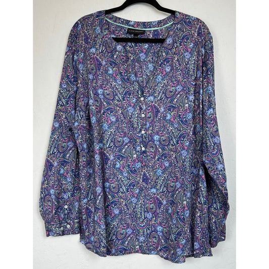 Lane Bryant Blue Long Sleeve Blouse Women's 26/28