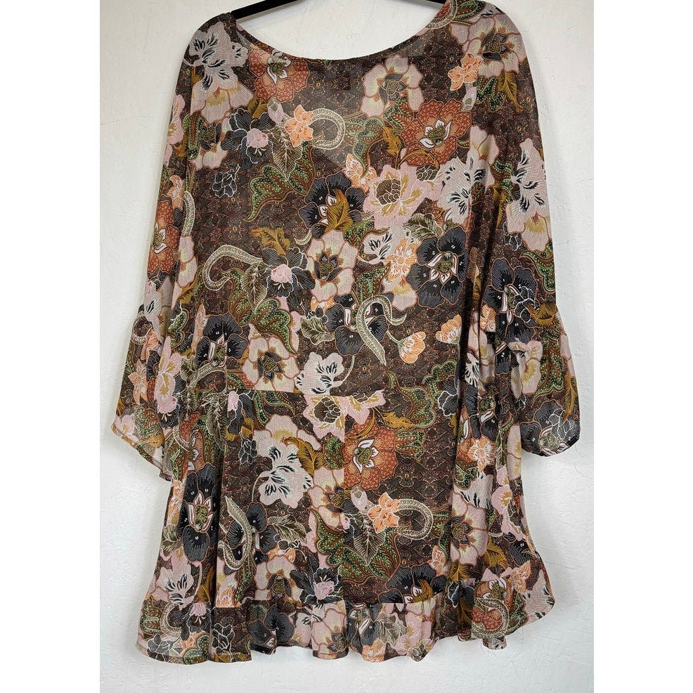 Arna York Collection Brown 3/4 Sleeve Blouse Women's 26/28W