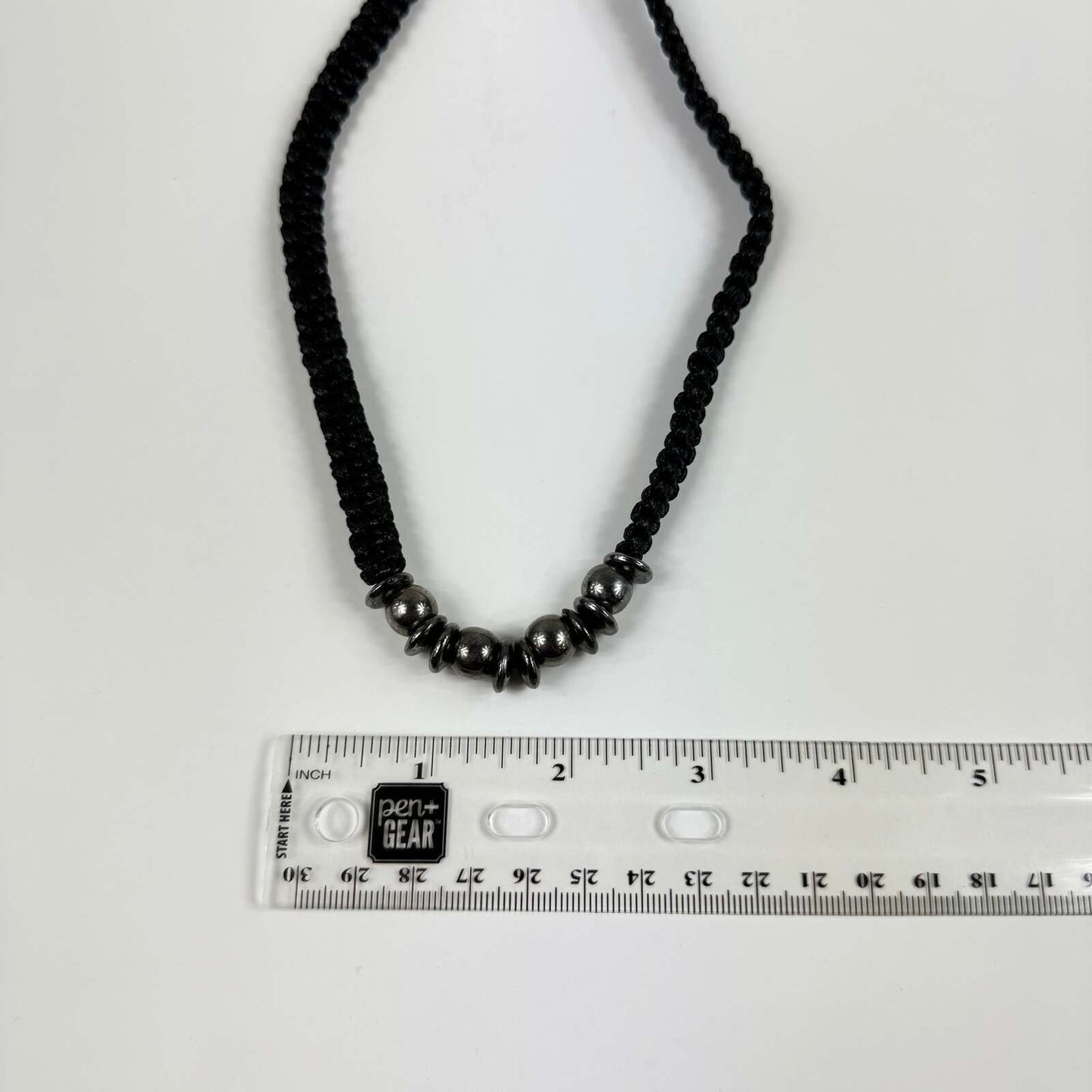Fashion Jewelry Black Woven Cord with Metallic Beads Women's Necklace