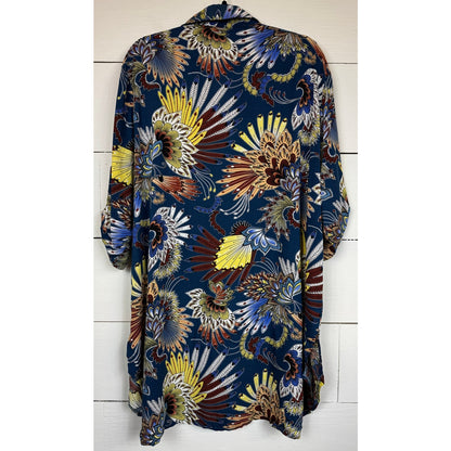 Ekouaer Blue Tunic Blouse Women's Size XL