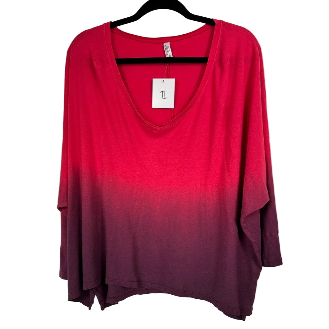 Tee Shop Red & Purple 3/4 Sleeve Blouse Women's XL