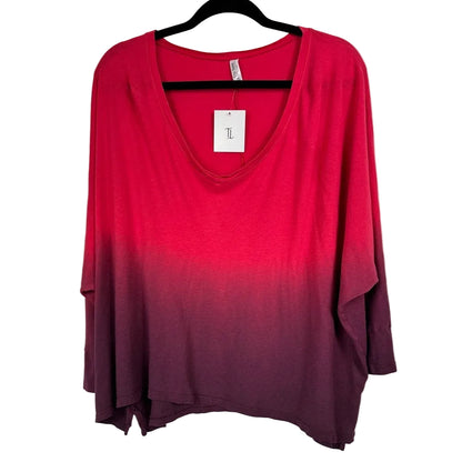 Tee Shop Red & Purple 3/4 Sleeve Blouse Women's XL