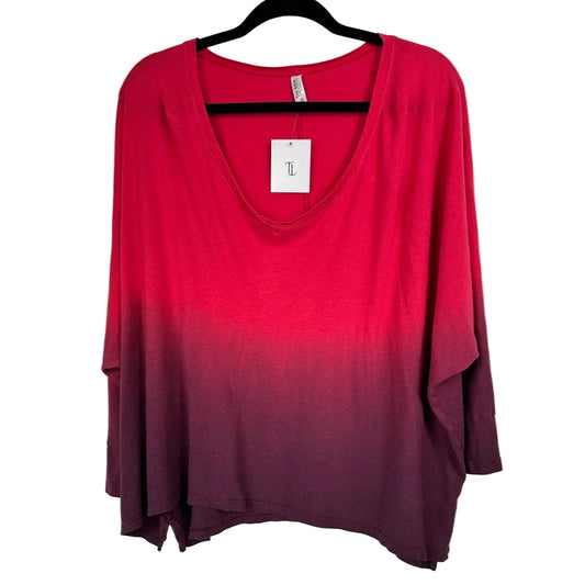 Tee Shop Red & Purple 3/4 Sleeve Blouse Women's XL