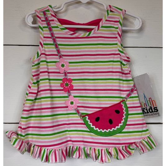 Kids Headquarters Pink & Green Sleeveless Tank Top Girl's Size 3t