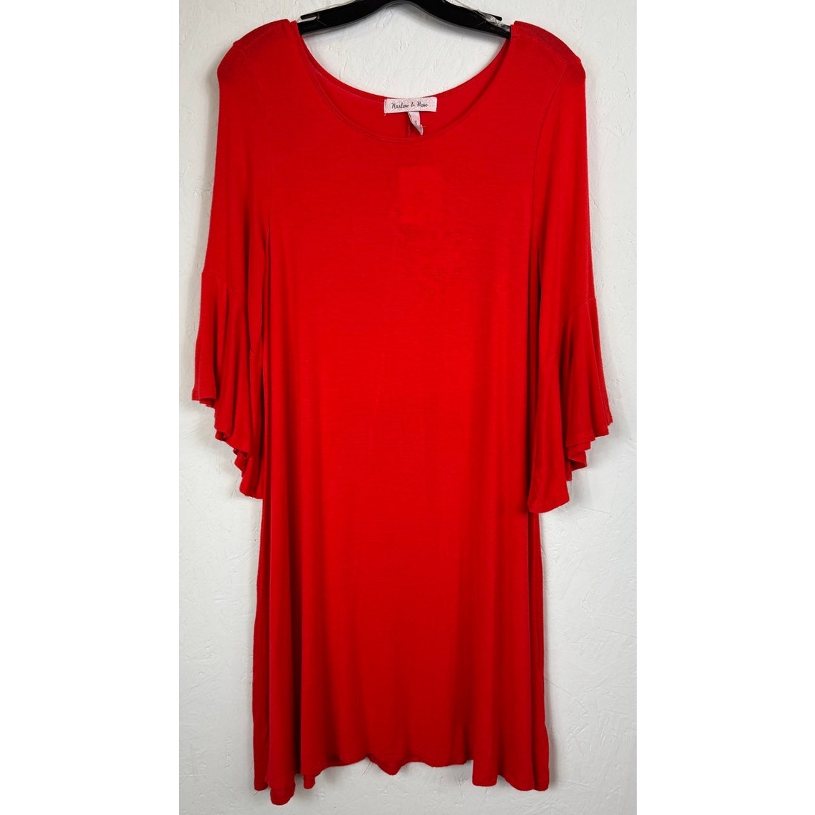 Harlow & Rose Red Long Sleeve Knee- Length Dress Women's Small
